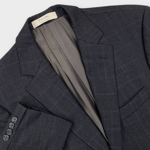 John W Nordstrom Loro Piana Suit Mens 40R 34x29 Windowpane Check Charcoal Wool - Picture 6 of 16